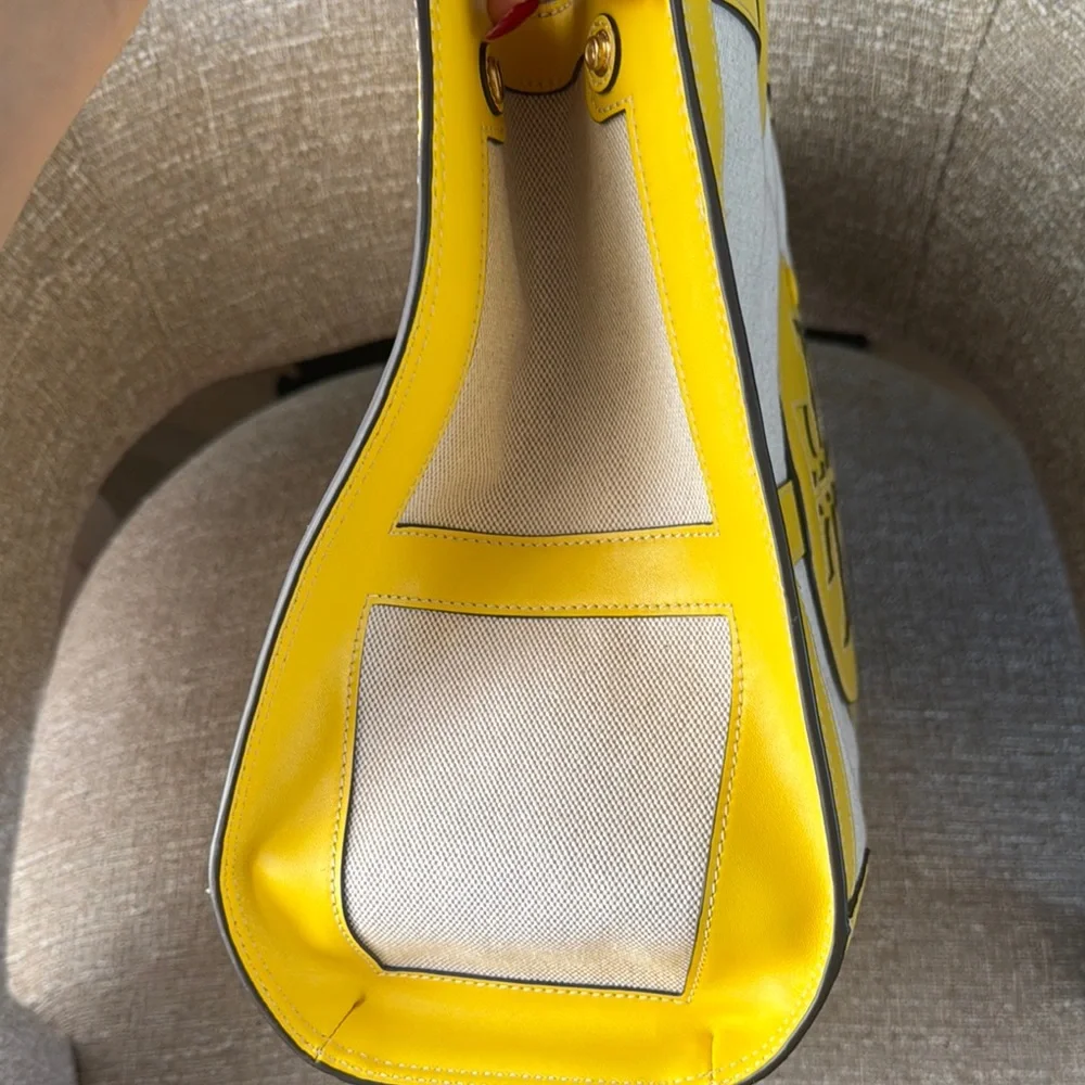 Tory Burch Yellow Trim Canvas Tote